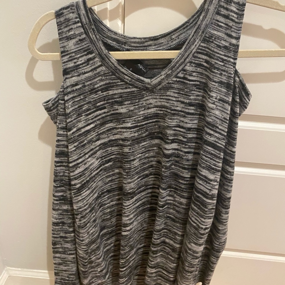 Aqua cut out shoulder long sleeve top